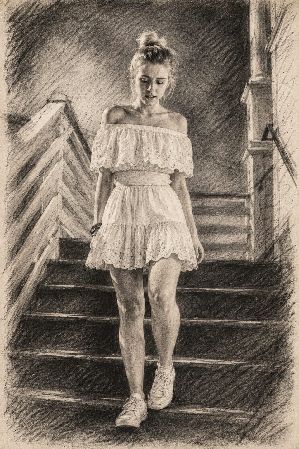 Vintage Charcoal Sketch style example